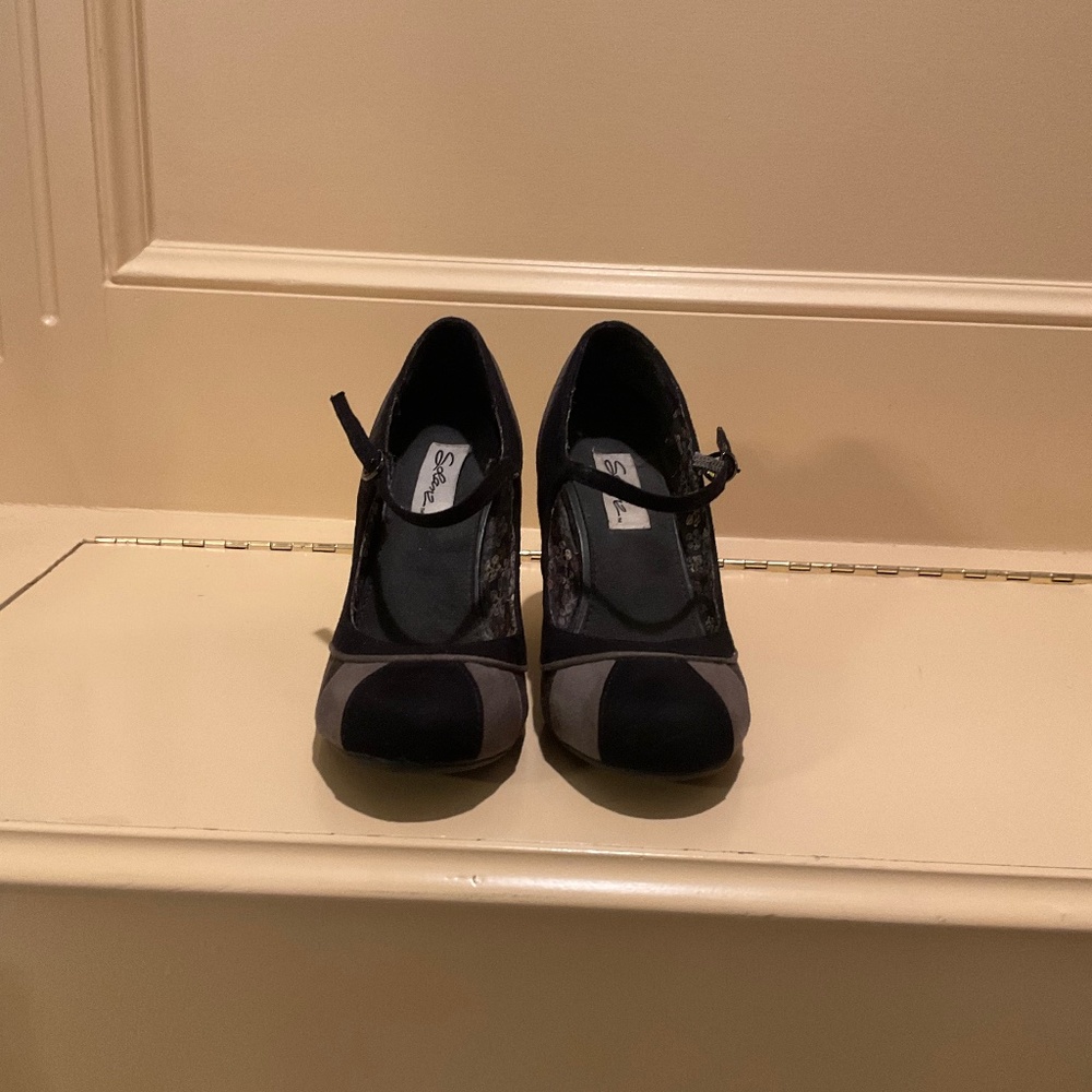 Suede mary jane high heels